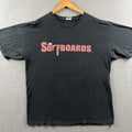 Vintage Lost Surfboards Shirt Mens XL Black Faded The Sopranos Parody Gun Logo