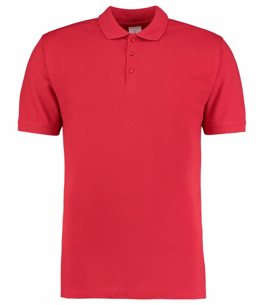 Mens slim fit red polo shirt top KK413 Kustom Kit casual or workwear xs  X