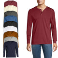 Mens Long Sleeve T-shirt Grandad Buttons Neck Plain Cuff Casual Hanley Top M-3XL