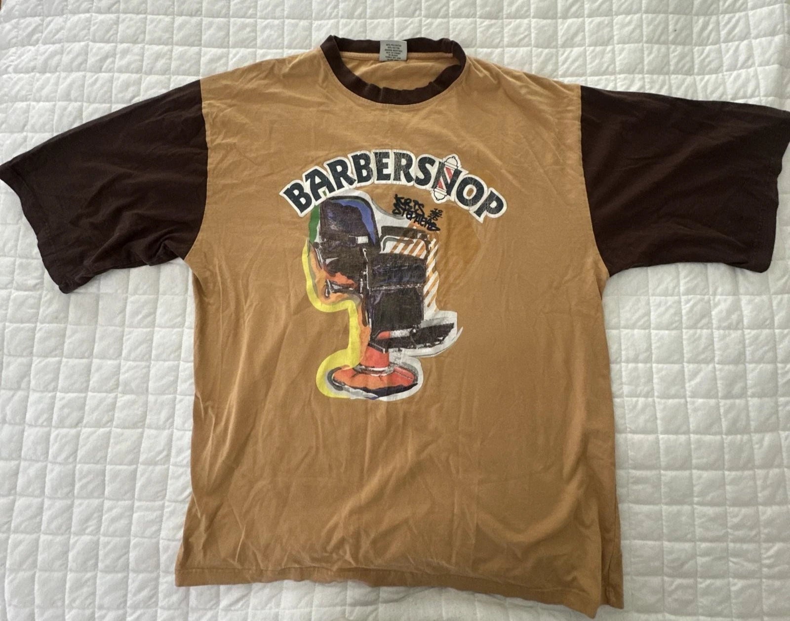 Vintage DELF Shirt Mens 4XL Brown Barbershop Kris Stephens Graphic Ringer 90s