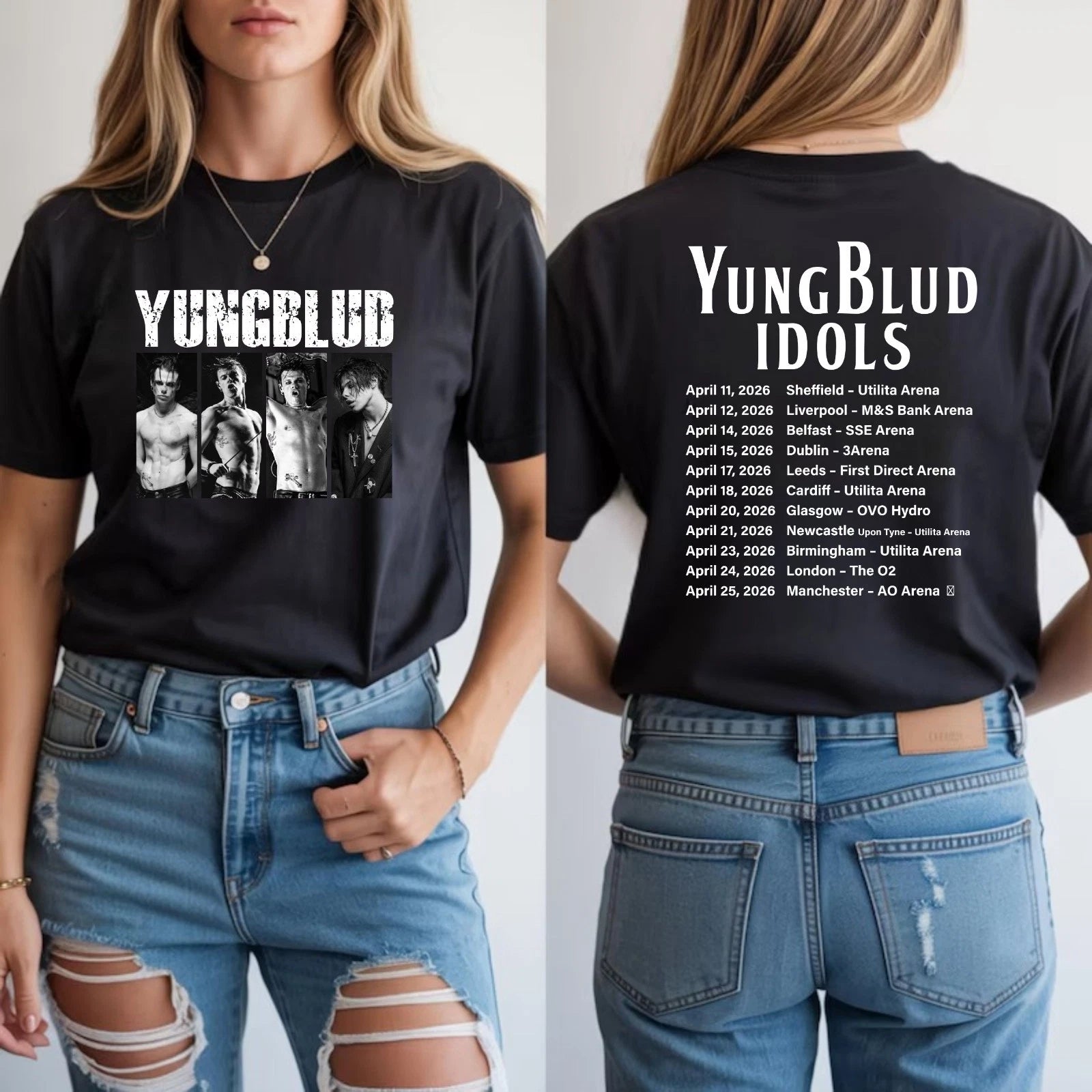 Yungblud Idols UK Tour 2026 T-Shirt Rock Band Concert Dates Music Fan Top