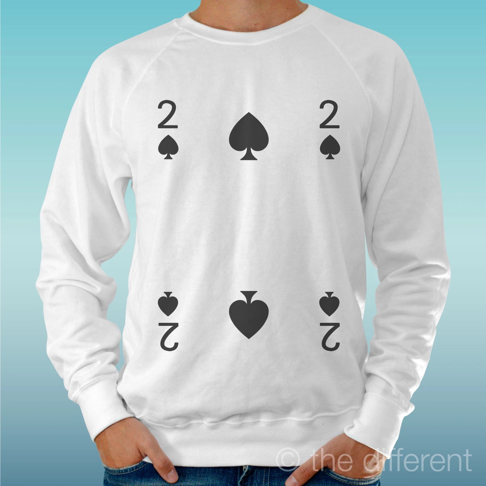 Felpa Man Light Sweater White " 2 Of Spades " Road To Happiness