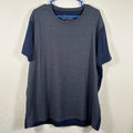 Marc Anthony Mens XXL Slim Fit Navy Blue Textured Mixed Media Short Sleeve Shirt