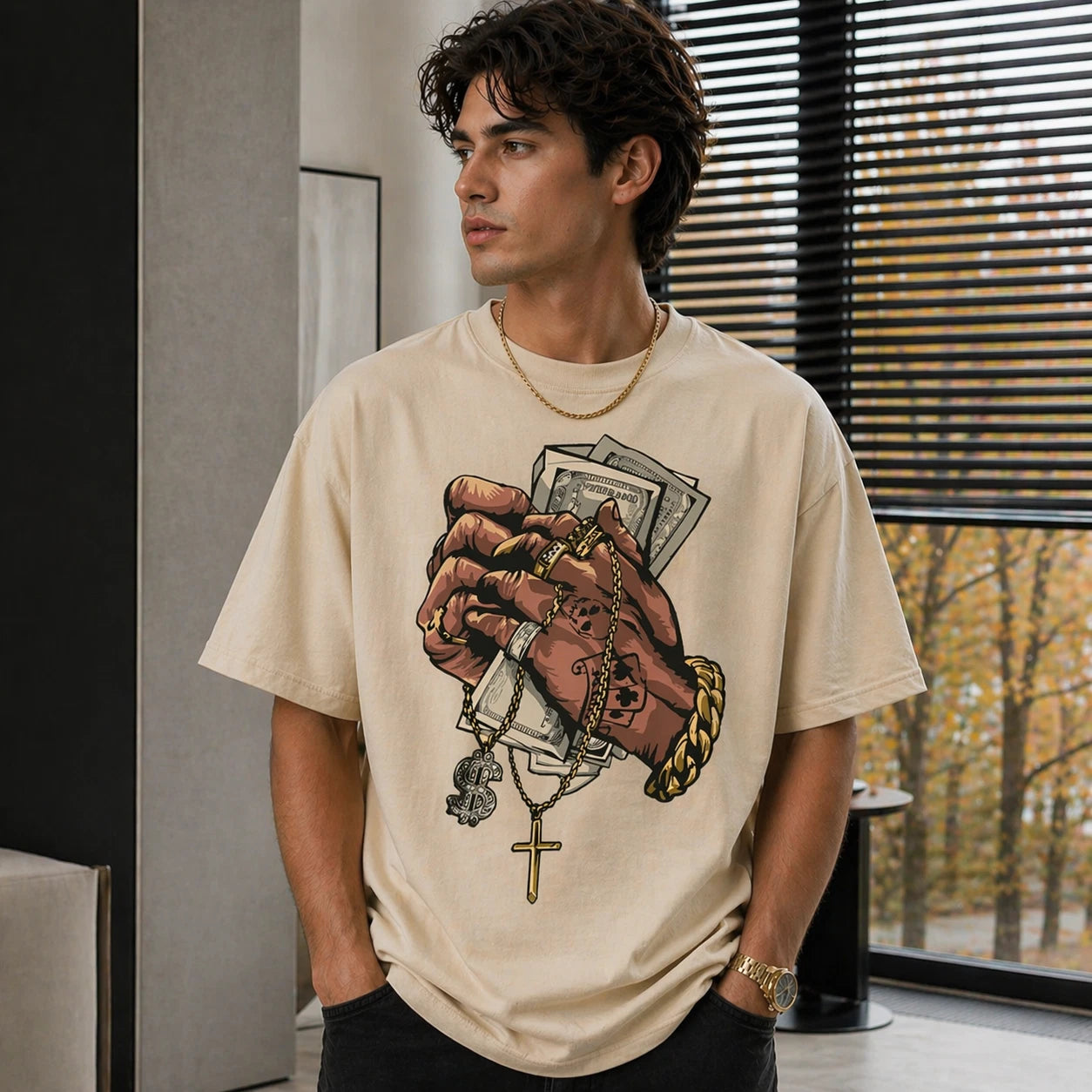 Men’s Cotton T-Shirt Y2K Oversized Hip Hop Graphic Tee Casual Summer Streetwear