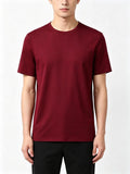 Men's Ice Silk Short Sleeve Polyester T-Shirt Quick Dry Solid Color Top