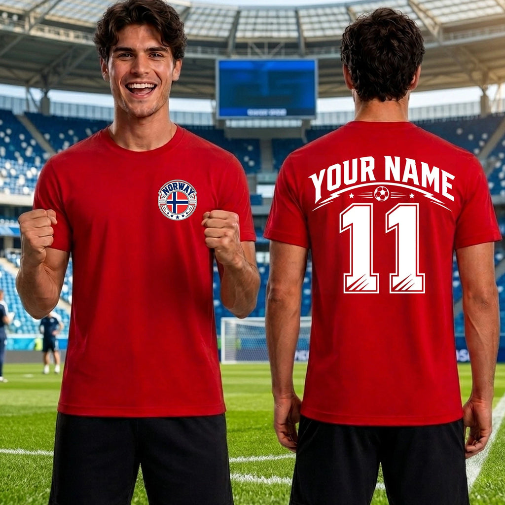 Personalised Norway Football T Shirt, Custom Name Number Tee