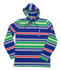 Polo Ralph Lauren Men's Blue Multi Stripe Jersey Hooded T-Shirt
