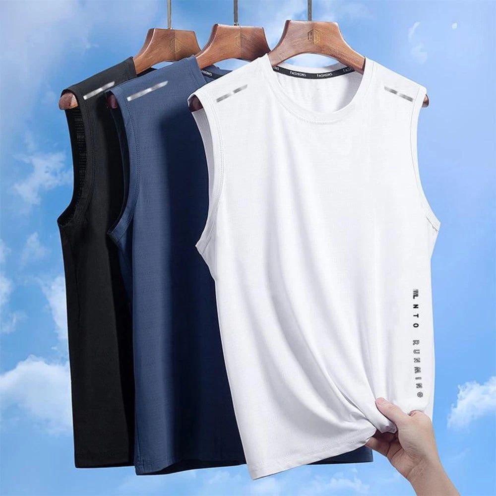 Fashionable For Yoga For Beach Men Sleeveless Vest Loose Fit Solid Pattern