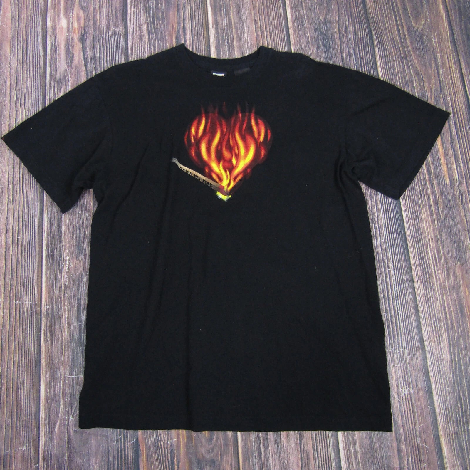 Vintage Y2K Ace Of Hearts Light My Fire T-Shirt Large Streetwear Grunge Skater