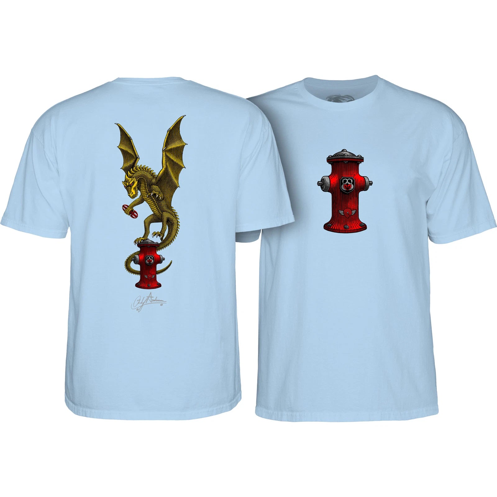 Powell Peralta Skateboard Shirt Andy Anderson Vajra Light Blue
