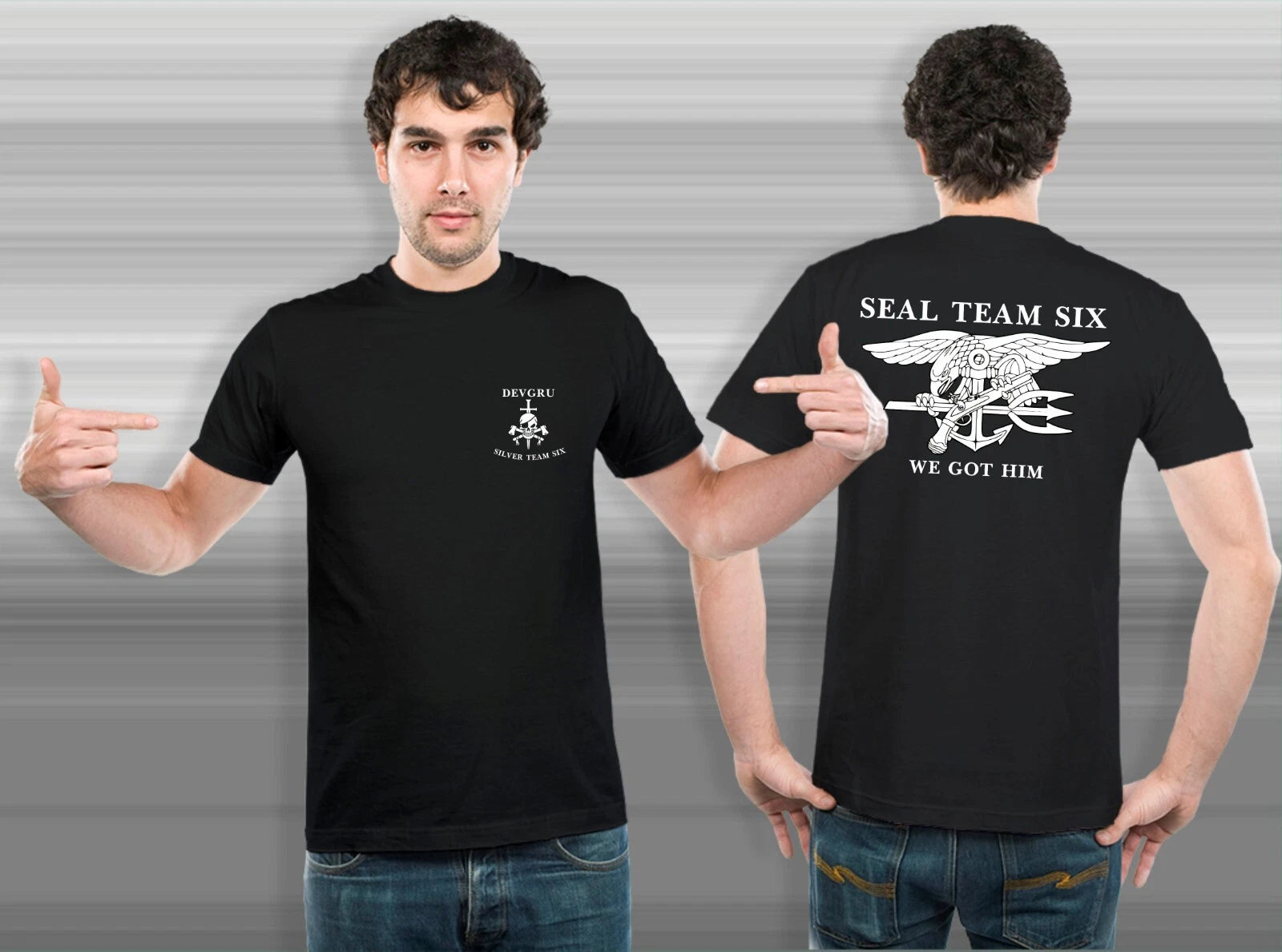 NEW Navy Seal Team 6 Six Devgru Silver Team Black Navy White Custom T-Shirt