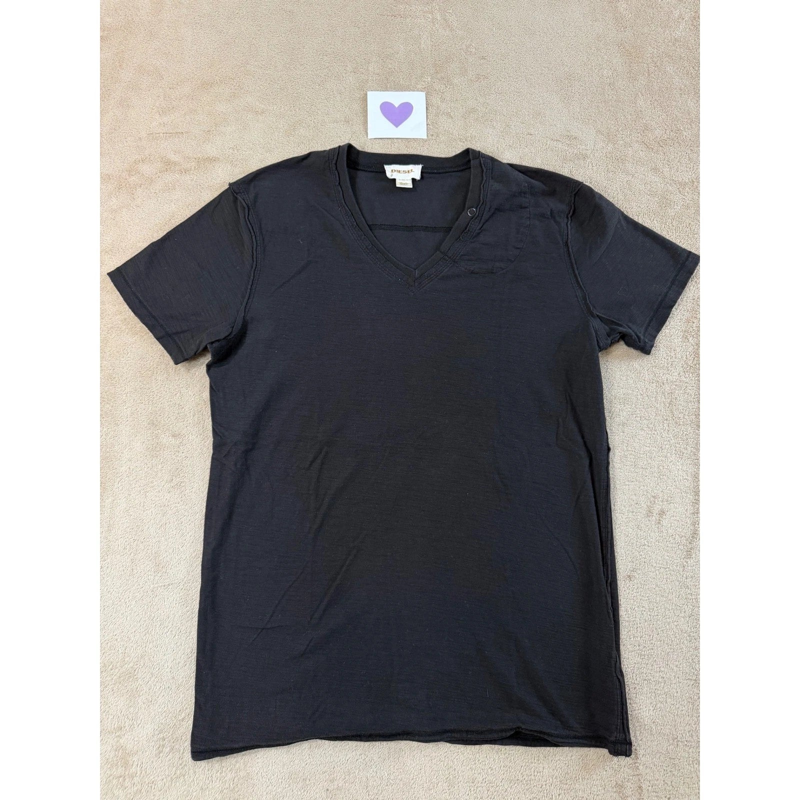 Vintage Diesel T-Shirt Men's L Black Cotton Detail V-neck short sleeve EUC