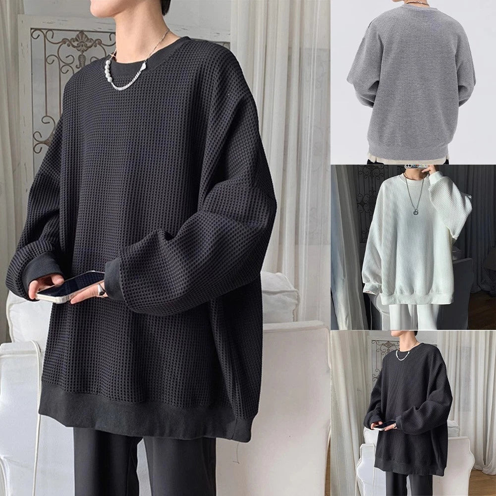 Men Plaid Pullover Lightweight Fabric Plaid Pattern Loose Fit For Daily Wear
