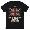 UK Veteran T-Shirt Proud To Serve British Military Union Jack Graphic Tee Black