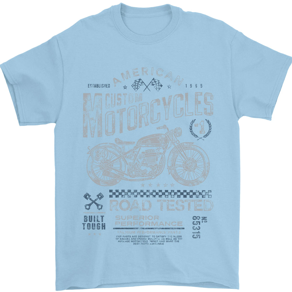 American Custom Motorcycles Motorbike Biker Mens T-Shirt 100% Cotton