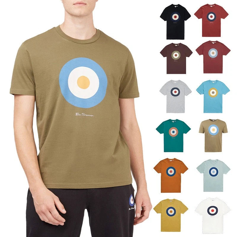 BEN SHERMAN Mens T Shirt Target Logo Crew Neck Casual Summer Cotton Tee XS - 5XL