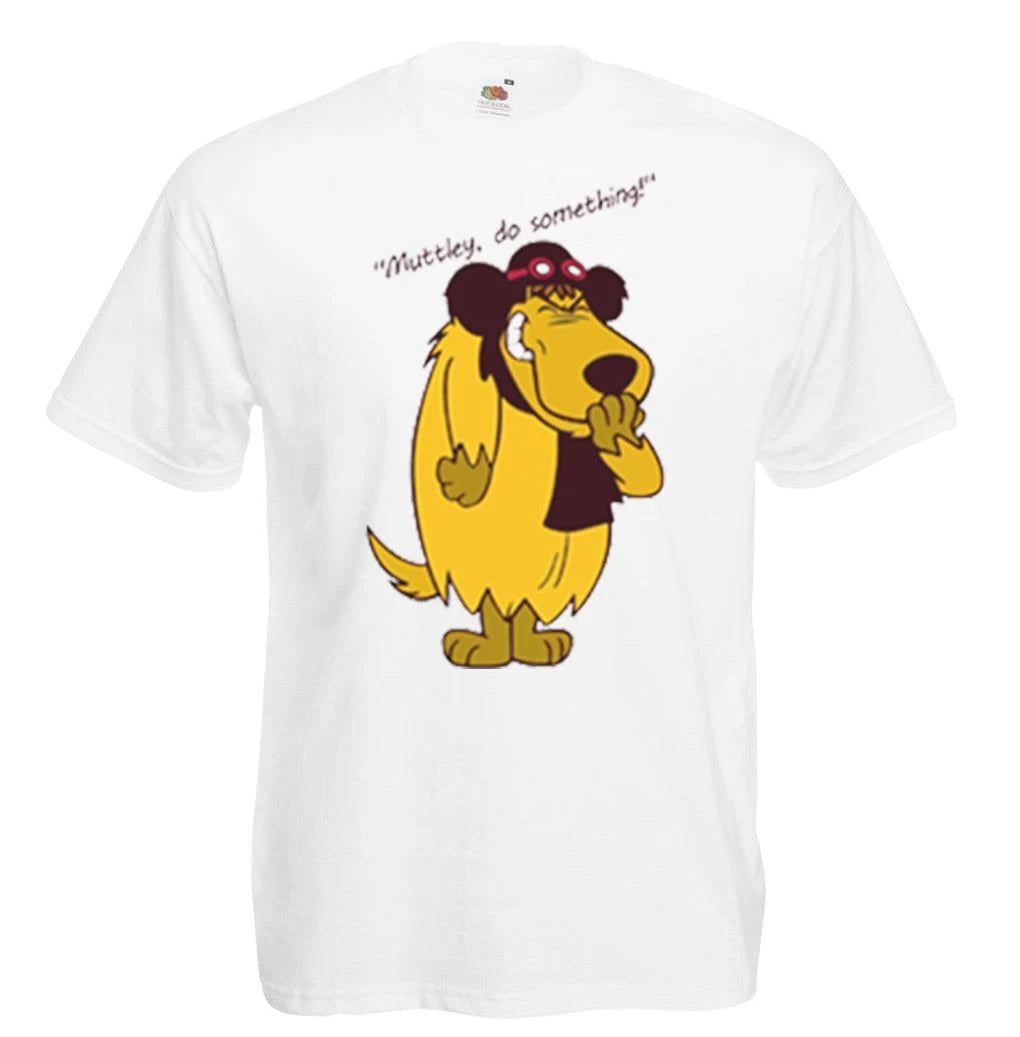 Adults Muttley Do Something Crazy Races Cartoon Quote Unisex White T-Shirt