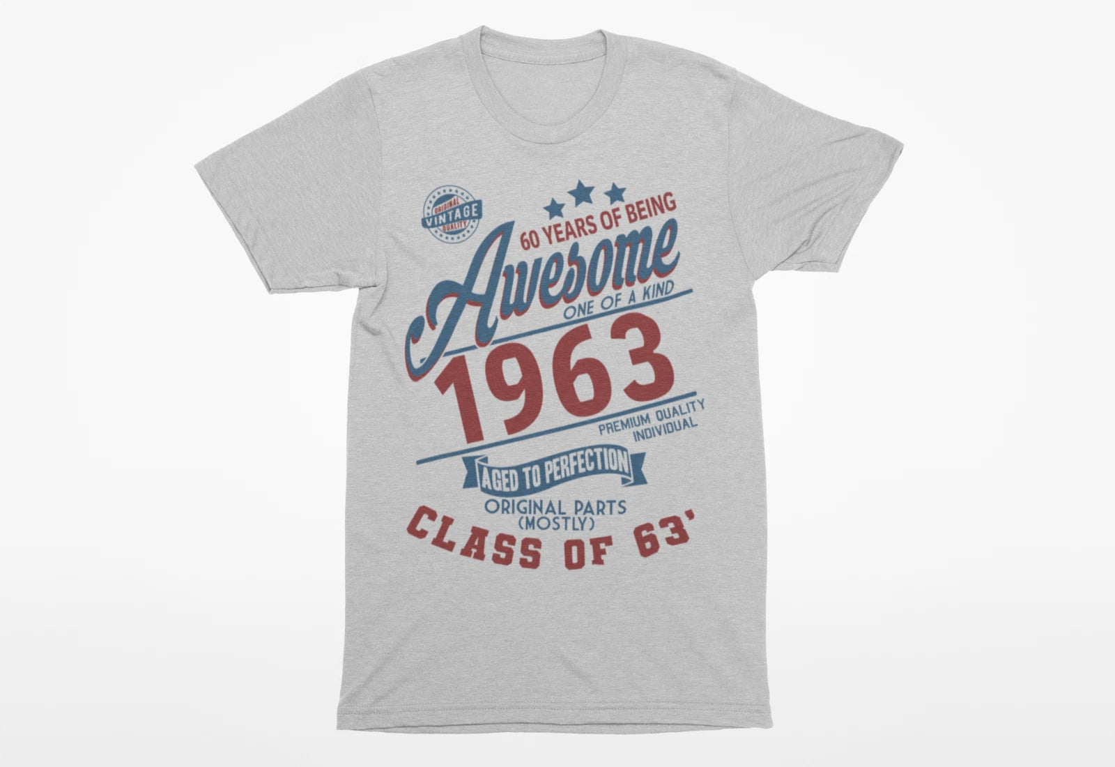 Mens 60th Birthday Gift  T-Shirt - 60 YEARS BEING AWESOME Class Of 1963