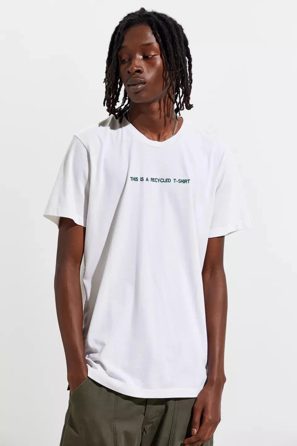 Urban Outfitters Re.Purpose Large Recycle Care Label Graphic T-Shirt Beige NWT