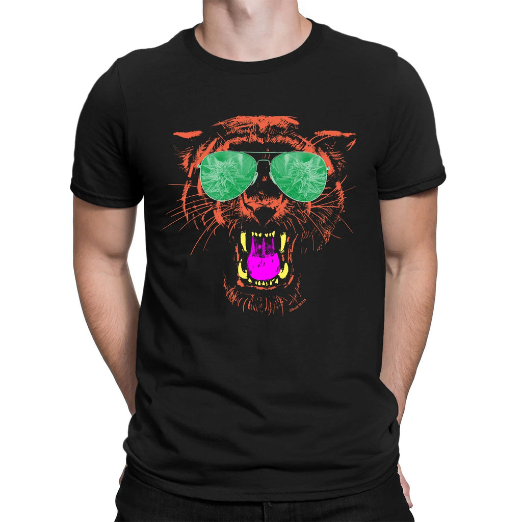 WEED CAT Mens Funny Ganja  T-Shirt Cannabis Leaf Marijuana Smoke 420 Gift