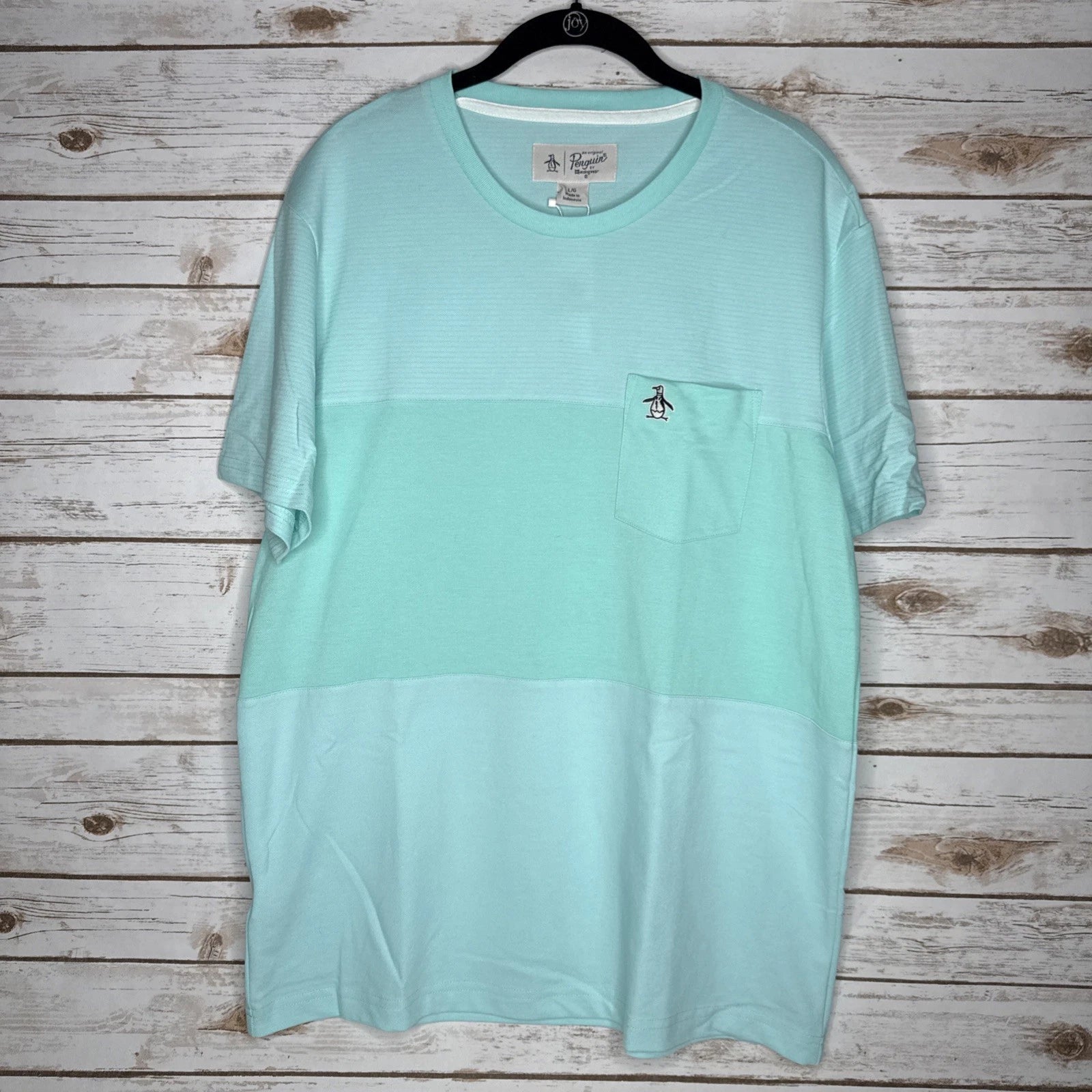 Original Penguin by Munsingwear Crew Neck Pocket Shirt Mint Green Men's Size L