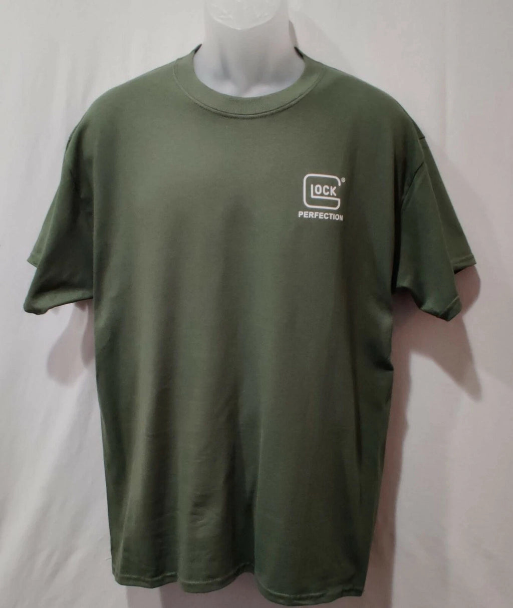 Glock Perfection Mens Military Green Shirt Logo Graphic T-Shirt Tee Gun *READ*