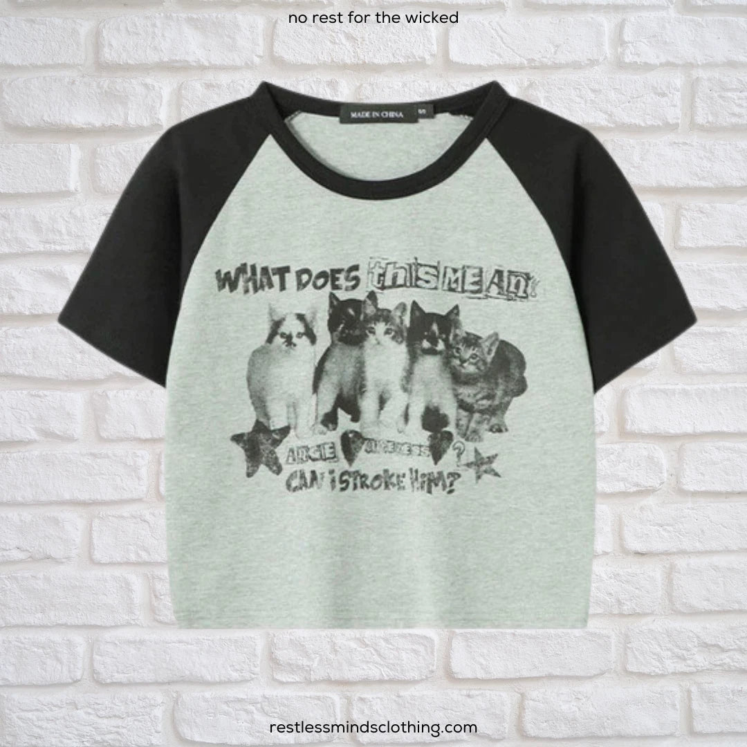 Women's Cute Y2K Crop Top Cats