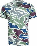 XXL American Rag Cie Mens T-Shirt Blue Navy Camouflage V Neck Short Sleeve