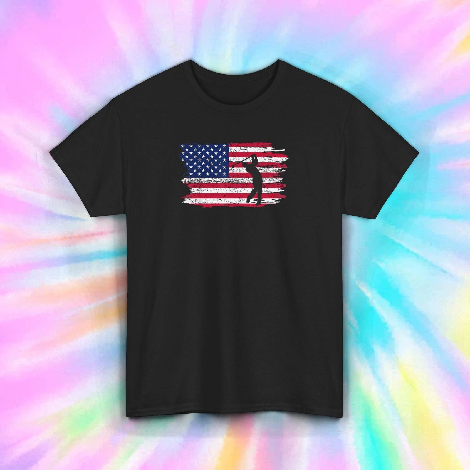 Patriotic Golf T-Shirt USA Flag Golfer American Pride Gift Tee S-5XL