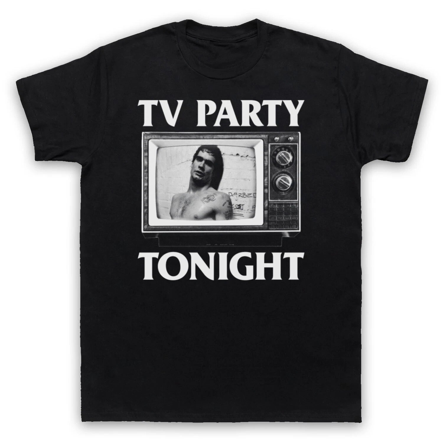 BLACK FLAG ROLLINS CALIFORNIA PUNK TV PARTY UNOFFICIAL MENS & WOMENS T-SHIRT