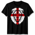 England Lion T-Shirt St George Cross Flag British Pride Mens Graphic Tee Black