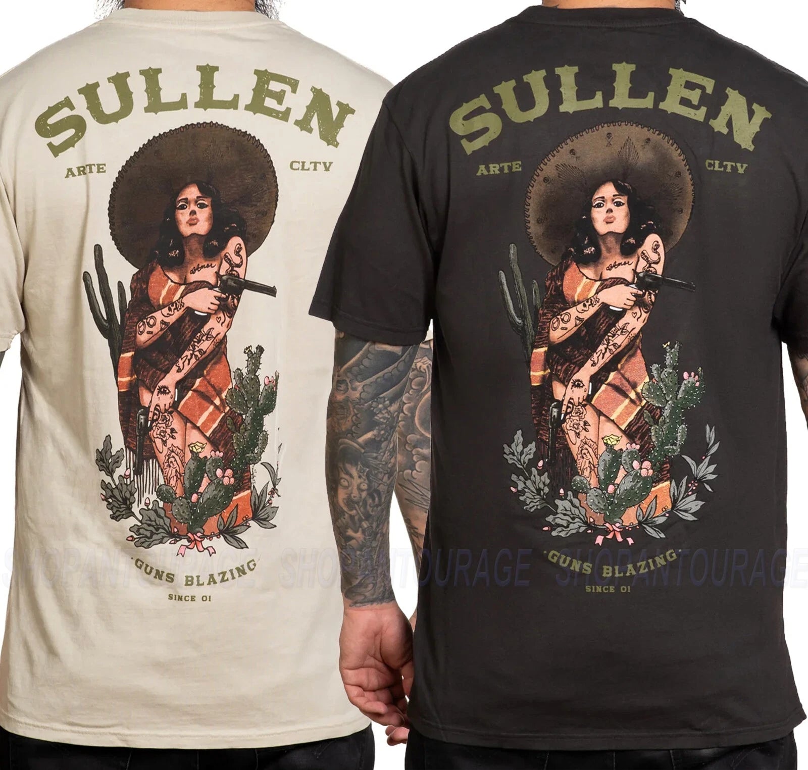 Sullen Guns Blazing Premium Fit SCM6701 Short Sleeve T-shirt For Men 2 Colors