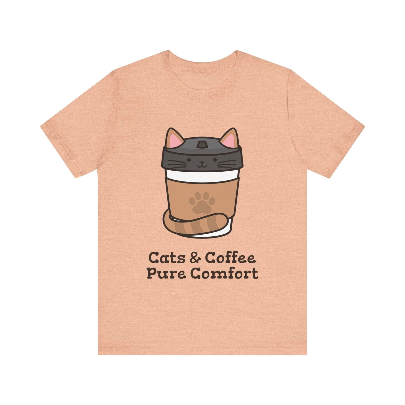 Cats and Coffee Pure Comfort tshirt, Unisex Jersey Short Sleeve Tee