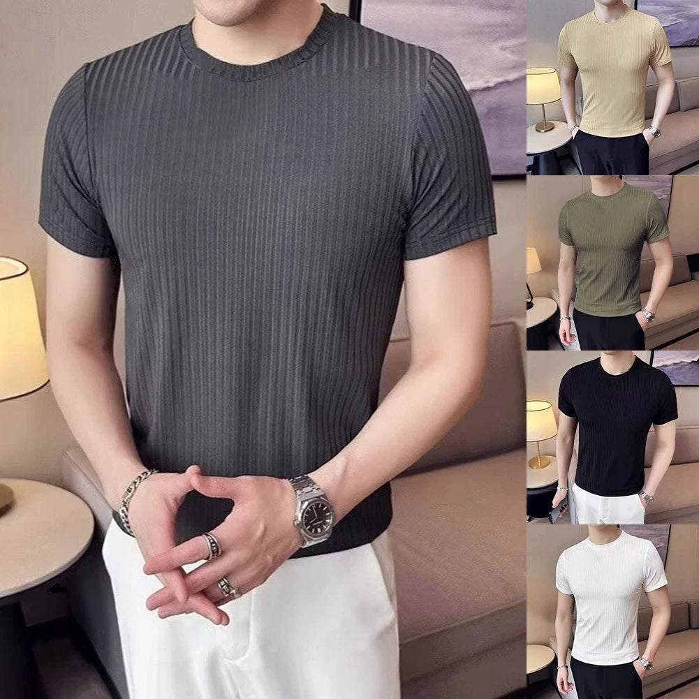 Lightweight Slim Fit T-Shirt Breathable Ribbed Slim Fit Breathable Ribbed