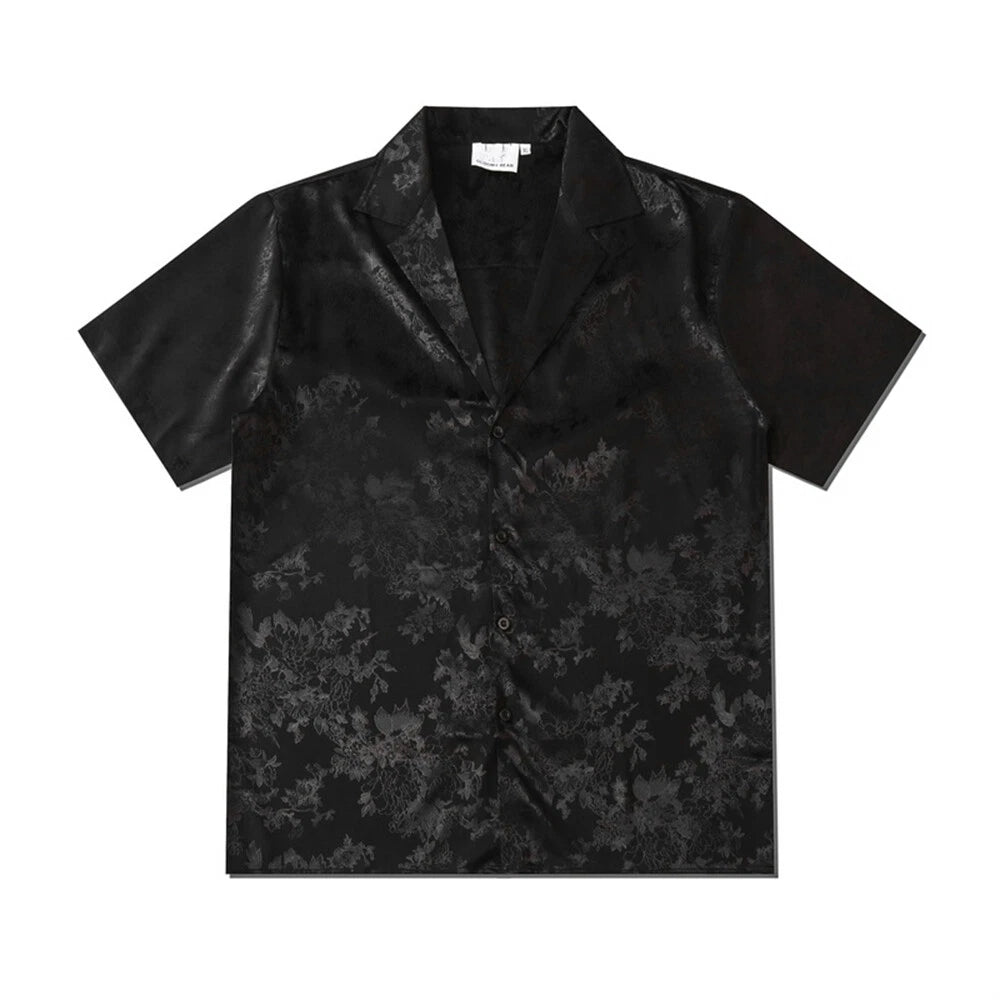 Men's Floral Shirt Casual Slim Shirts Short Sleeve Button Down Tops Blouse