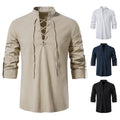 Popular Mens Tops Tee Slim Fit Lace-up Blouse Henley Shirts