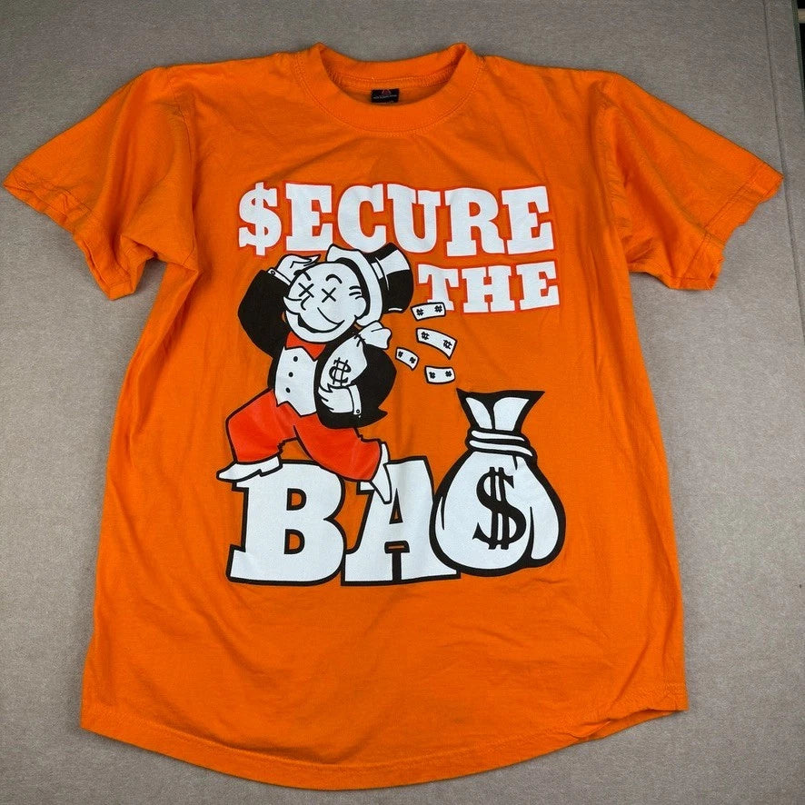 ICEOUT Secure The Bag Shirt Mens L Orange Funny Money Graphic Statement Tee