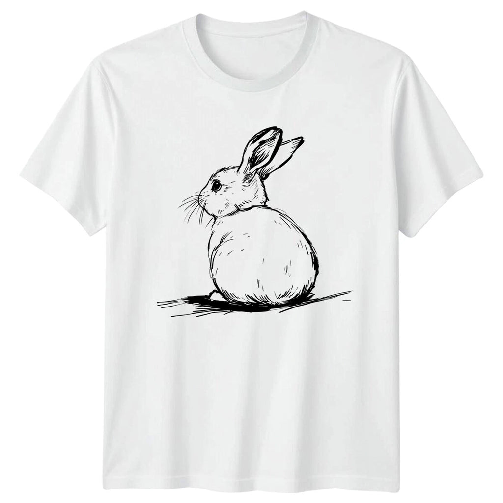 Rabbit Drawing Sketch Mens T-Shirt Womens Tee Animal Graphic Unisex Top