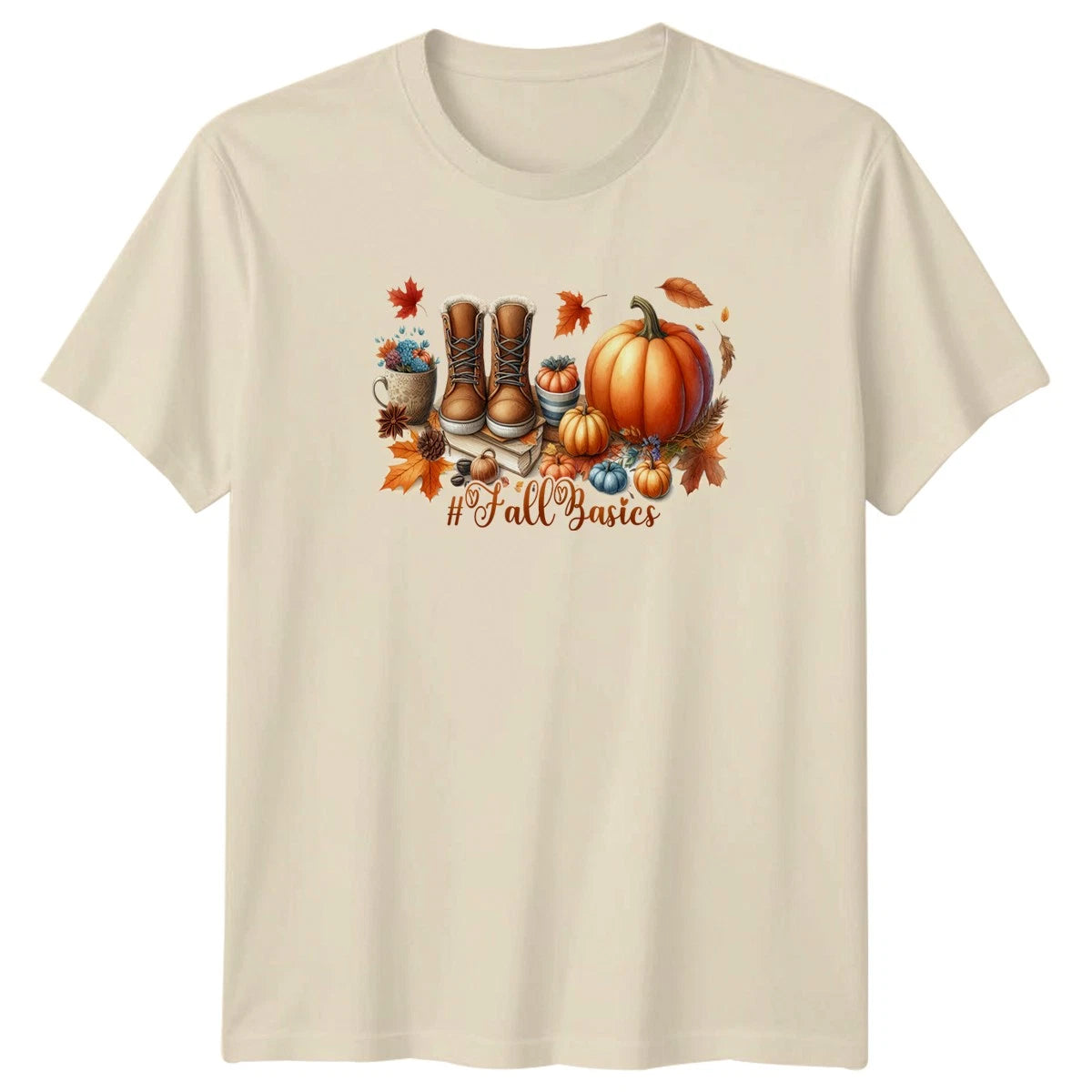 Fall Basics Womens T-Shirt Autumn Boots Pumpkin Spice Thanksgiving Gift For Her