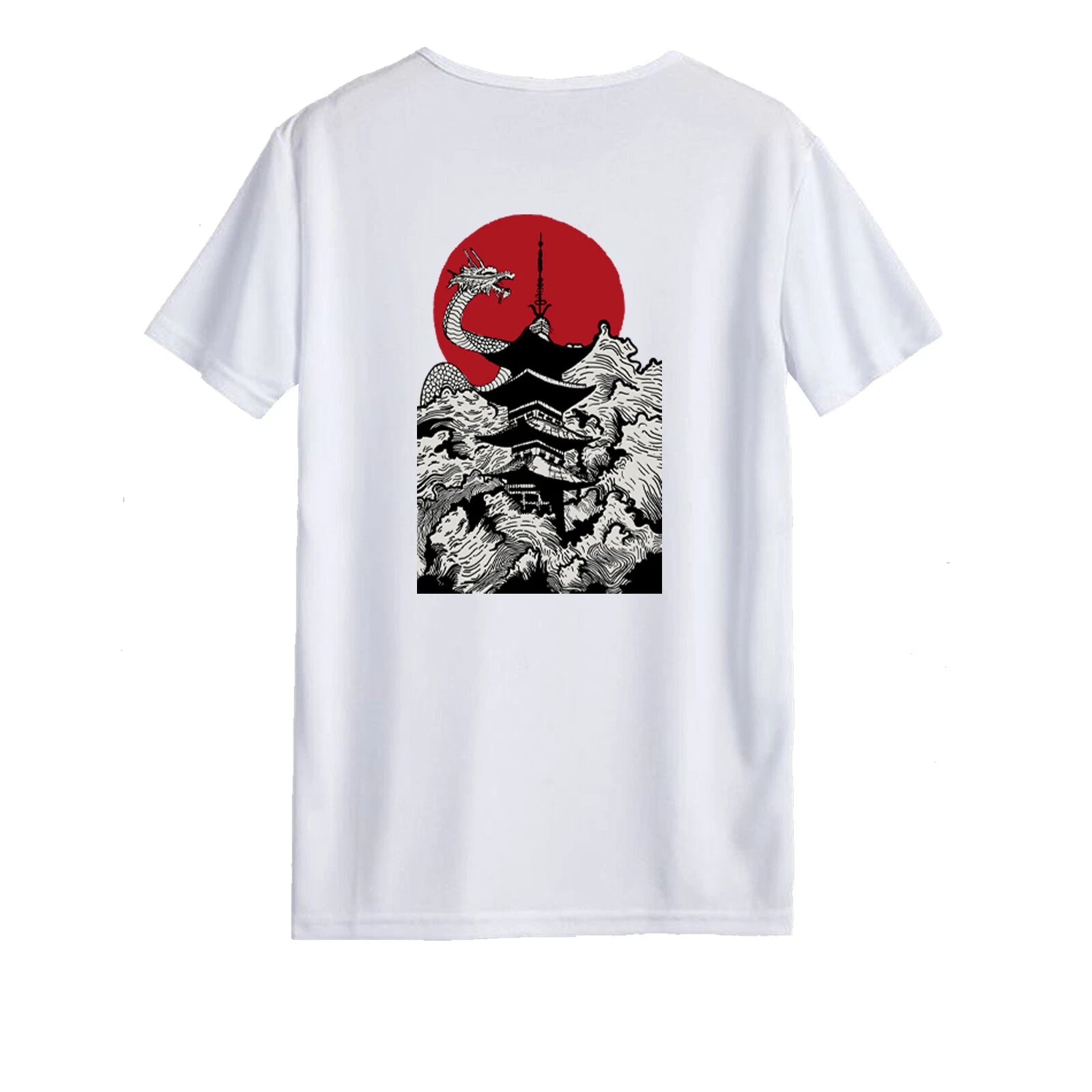 Unisex T-shirt - Pagoda Dragon - Original Summer Couple Student Cute Culture Fun
