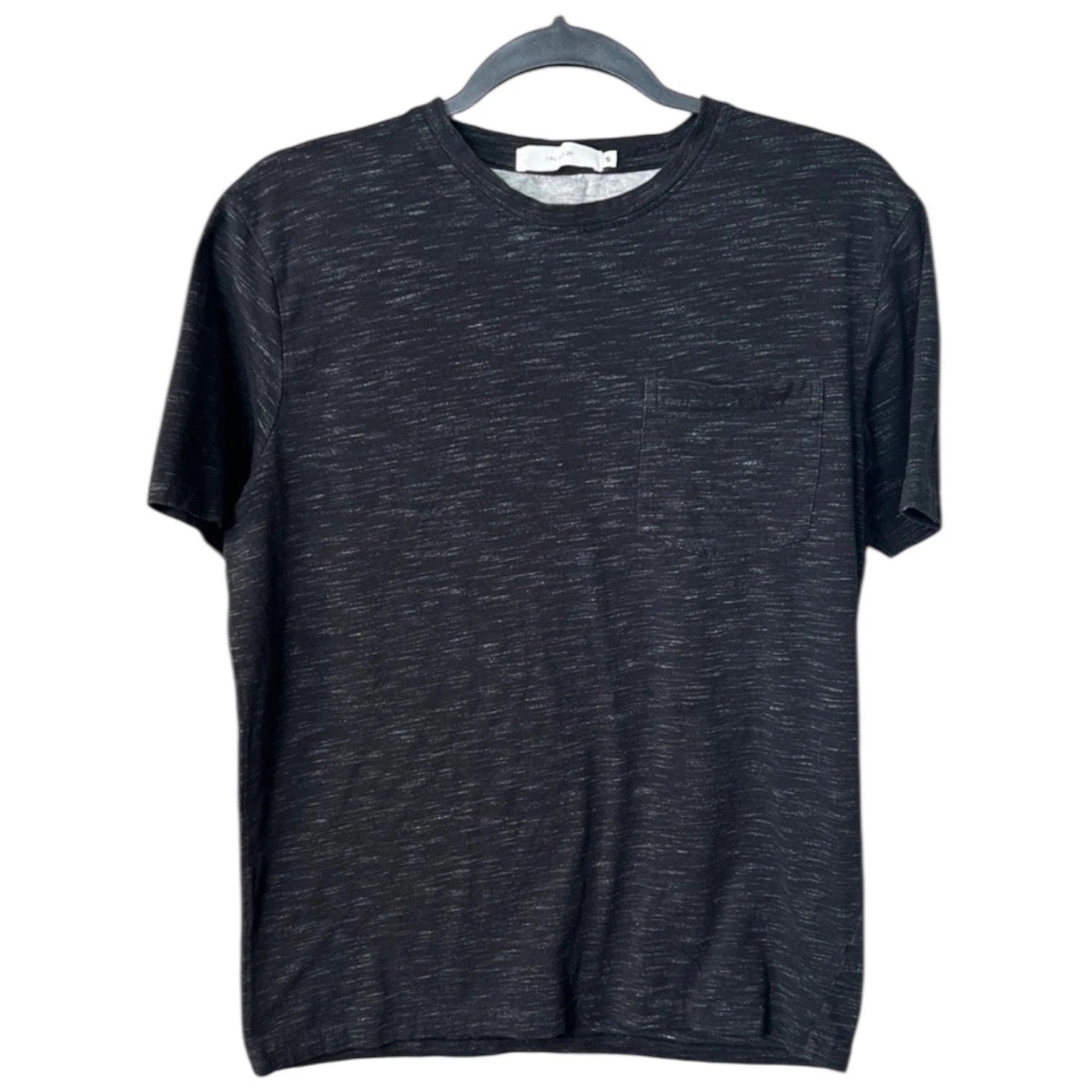 Black Space Dye Pocket Tee Minimalist Stretch T Shirt Size S