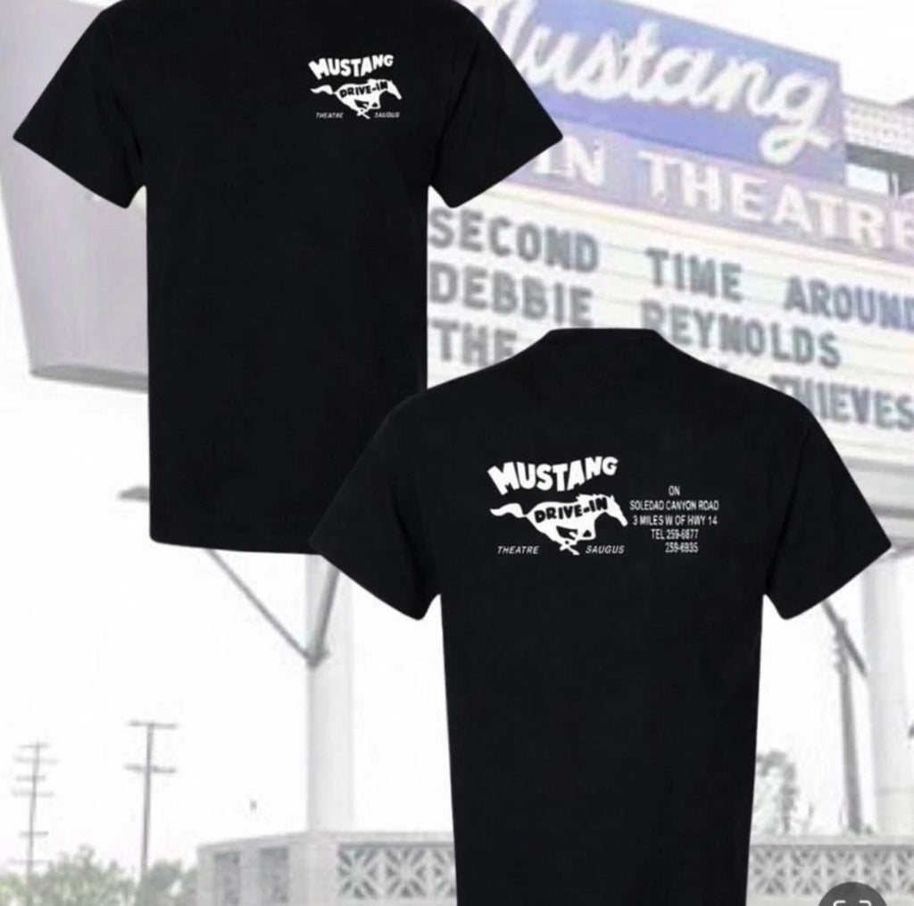 VINTAGE MUSTANG DRIVE IN LOGO TSHIRT! SANTA CLARITA /SAUGUS  VINATGE DRIVE IN