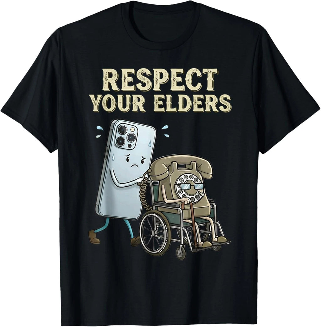 Respect Your Elders Retro Smartphone Technology Humor T-Shirt unisex T-Shirt