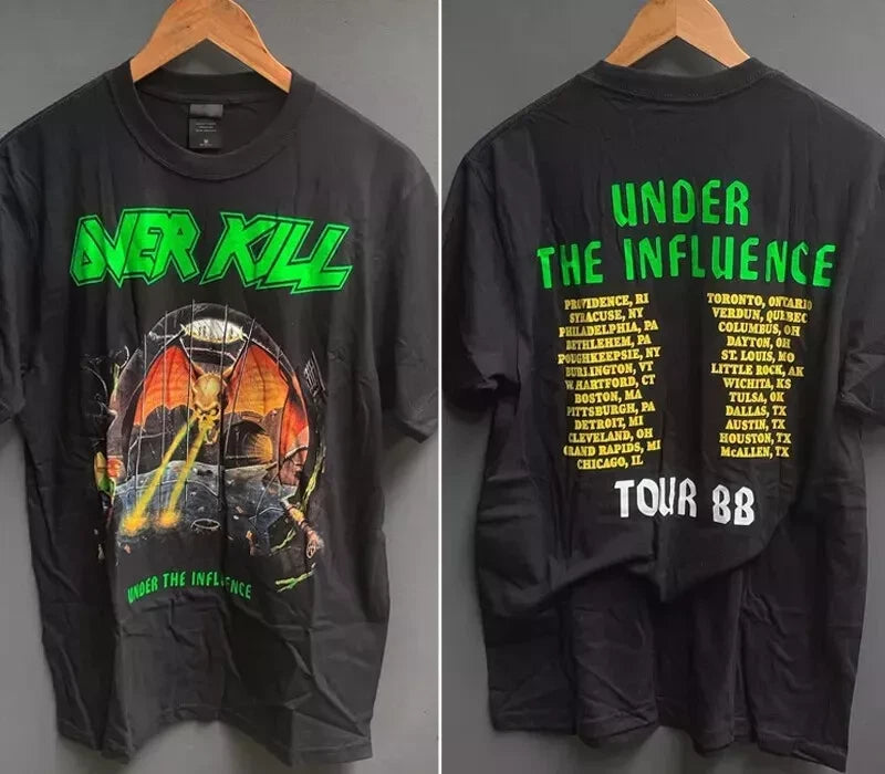 Overkill band Under The Influence Tour 88 basic black Reprint T shirt