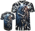Tie Dye T-shirt Grim Reaper & Blonde Woman Soldier Scythe Glow in Dark by Wild
