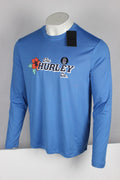 Hurley Men's Floral Sunshirt Long Sleeve Crew Shirt Seaview Blue UPF 50+