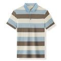 Men Wide Striped Short Sleeve Golf Shirt Front Button Casual Tee T-Shirt Top