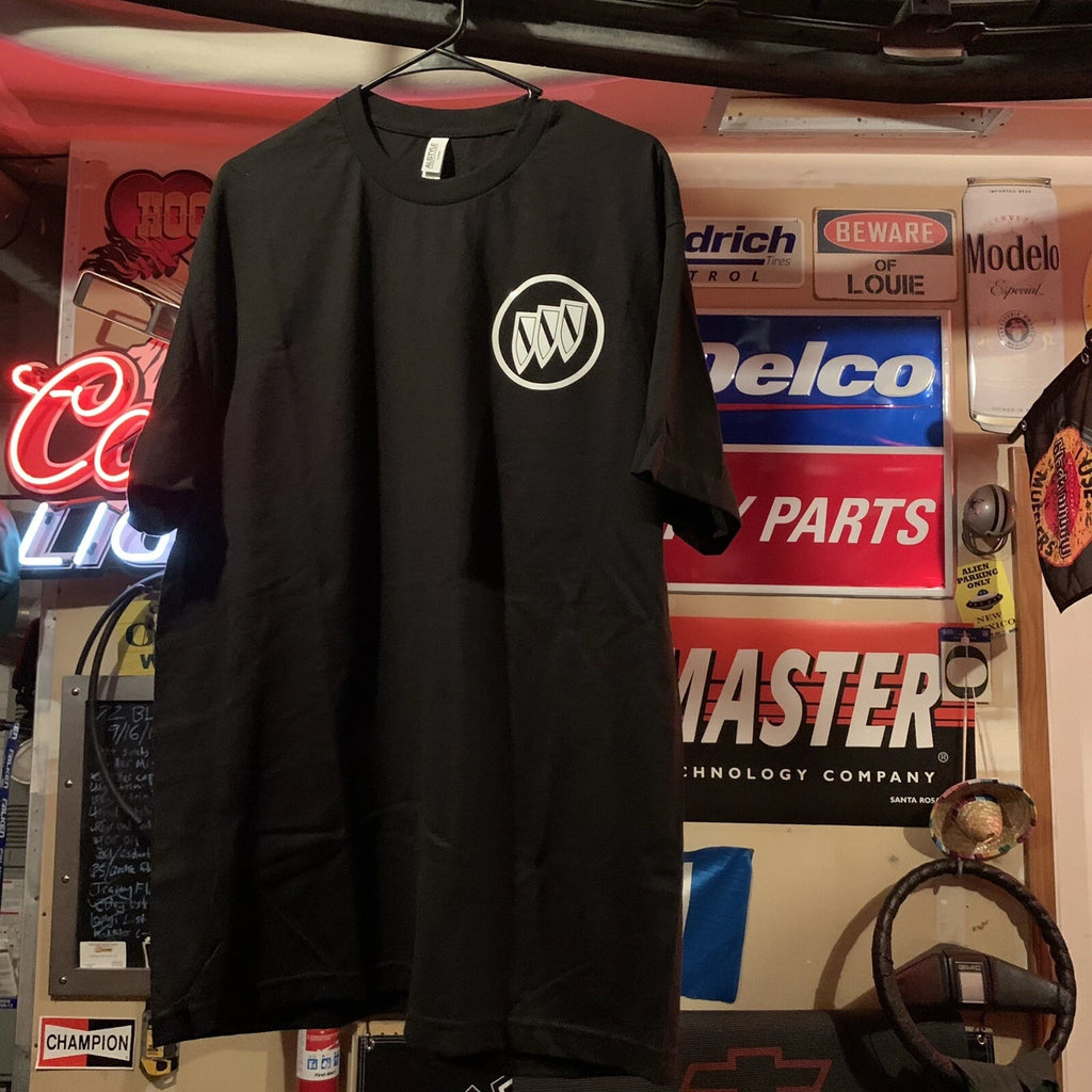 BUICK Tri Shield Circle Logo Black T-Shirt Muscle Car Hot Rod GS Regal Riviera 1
