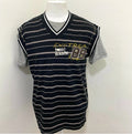 Toxic Waste Men's Size L Black Stripe Cotton Short Sleeve V-Neck T-Shirt