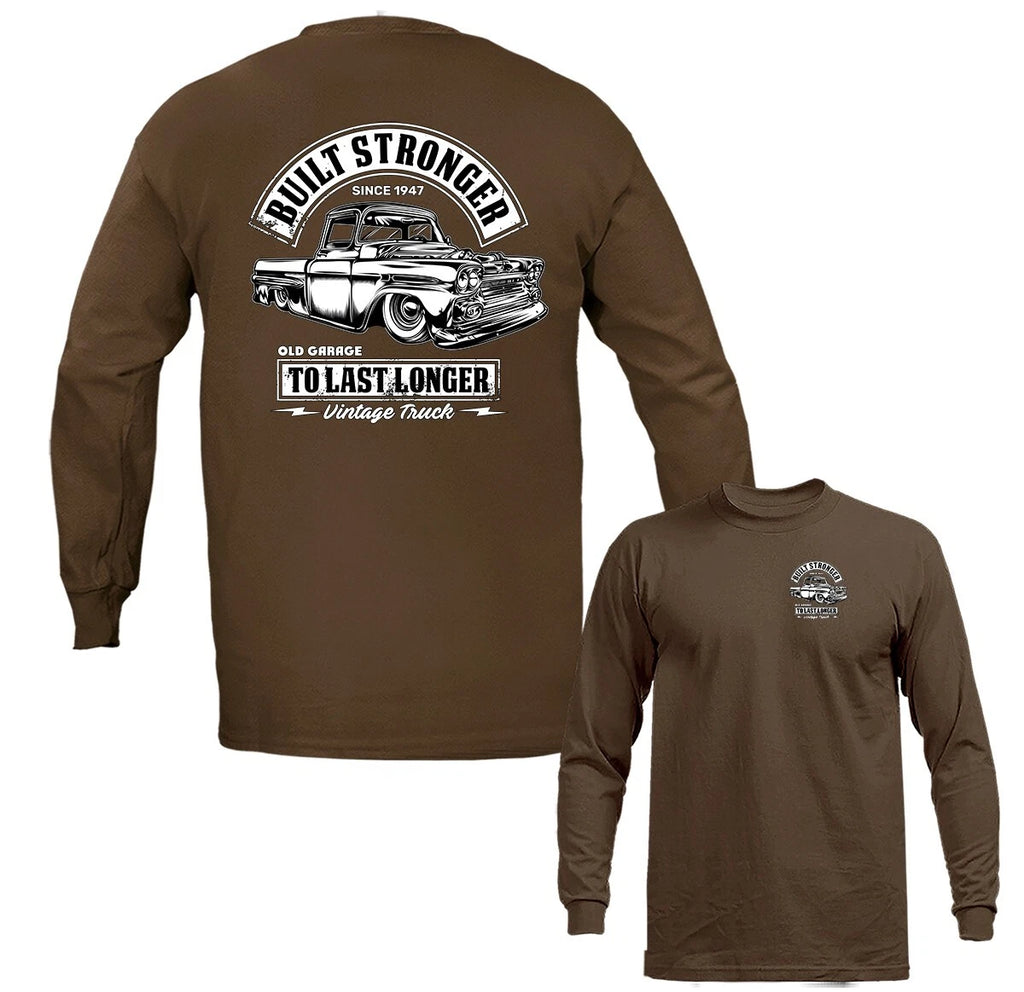 Built Stronger Vintage Truck Hot Rod Classic Vehicle Car Automobile Long Sleeve